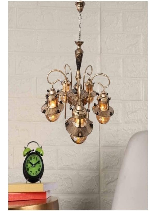 kinis 5 Light Contemporary Doom Design Golden Antique Jhoomar/Chandelier/Jhoomar Hanging Light/Jhoomar Ceiling Light to Décor Home/Living Room/Bedroom/Office/Dining/Cafe/Restaurants - Image 4